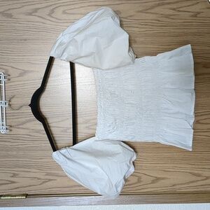 Astr the label savina bubble sleeve smocked square neck blouse